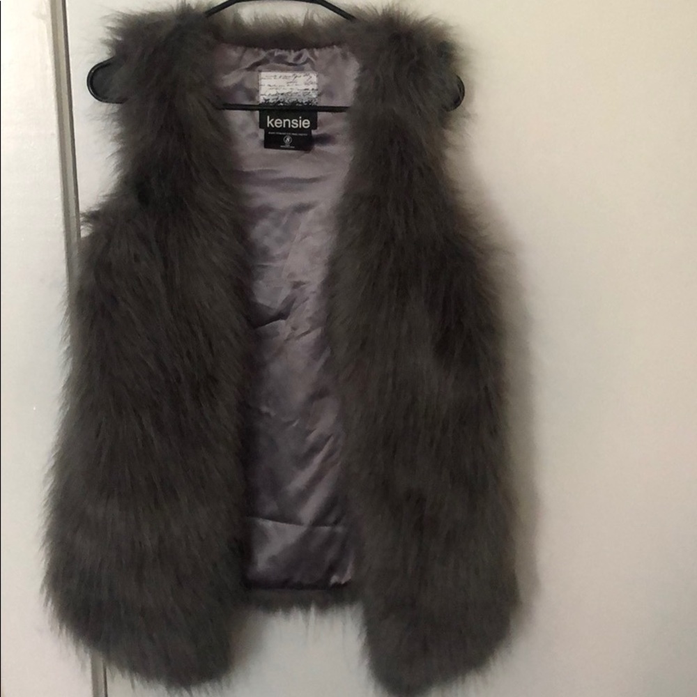 Grey Faux Fur Vest